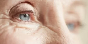 elderly eyes with wrinkles